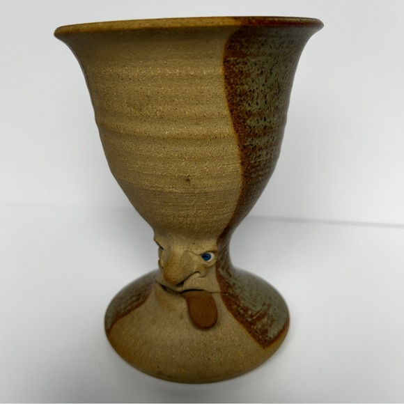 Muggins Stoneware Pottery Goblet Mug Aug 1982 Cheeky Ugly Face Cup - Picture 3 of 12